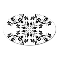 Floral Element Black White Oval Magnet by Mariart