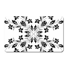 Floral Element Black White Magnet (rectangular) by Mariart