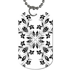 Floral Element Black White Dog Tag (one Side) by Mariart