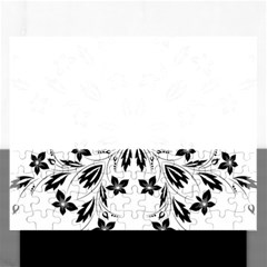 Floral Element Black White Rectangular Jigsaw Puzzl by Mariart