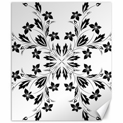 Floral Element Black White Canvas 8  X 10 