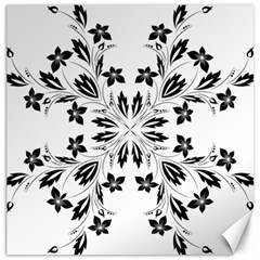 Floral Element Black White Canvas 12  X 12   by Mariart