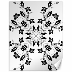 Floral Element Black White Canvas 12  X 16  