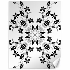 Floral Element Black White Canvas 18  X 24  