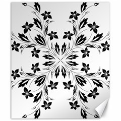 Floral Element Black White Canvas 20  X 24   by Mariart