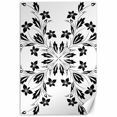 Floral Element Black White Canvas 20  X 30   by Mariart