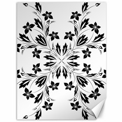 Floral Element Black White Canvas 36  X 48   by Mariart