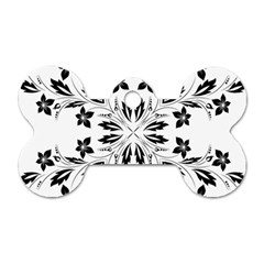 Floral Element Black White Dog Tag Bone (one Side) by Mariart