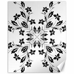 Floral Element Black White Canvas 11  X 14  