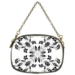 Floral Element Black White Chain Purses (one Side) 