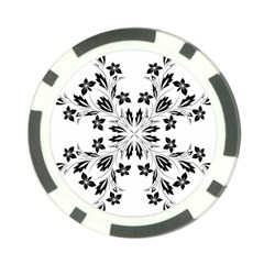 Floral Element Black White Poker Chip Card Guard (10 Pack)