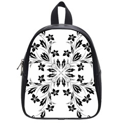 Floral Element Black White School Bags (small)  by Mariart