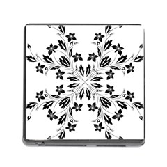 Floral Element Black White Memory Card Reader (square)