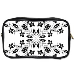 Floral Element Black White Toiletries Bags 2-side