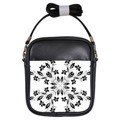 Floral Element Black White Girls Sling Bags by Mariart