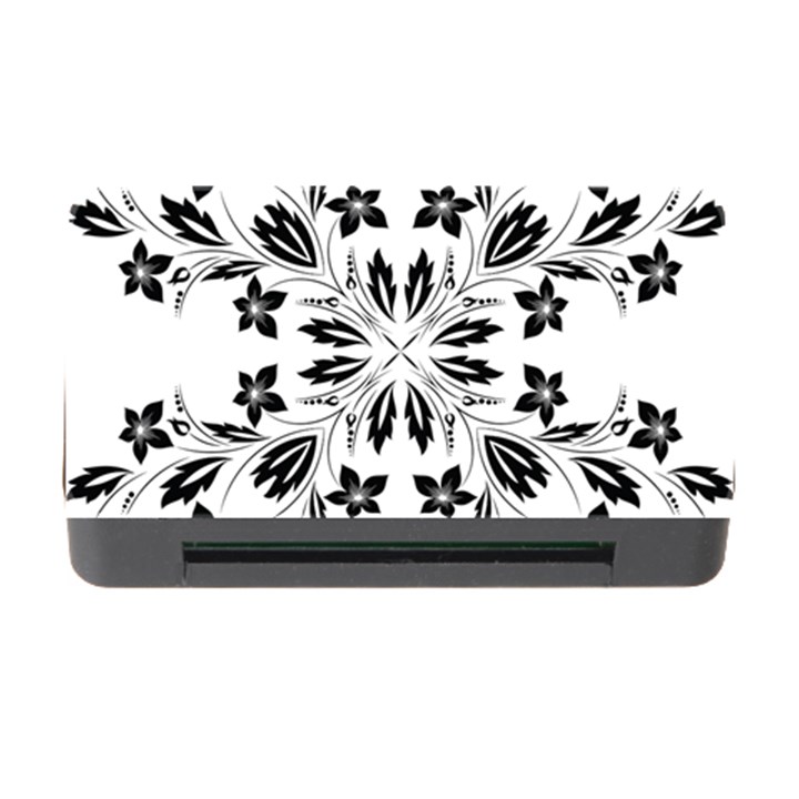 Floral Element Black White Memory Card Reader with CF