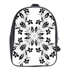 Floral Element Black White School Bags (xl)  by Mariart