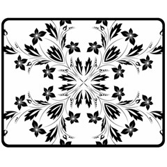 Floral Element Black White Double Sided Fleece Blanket (medium)  by Mariart