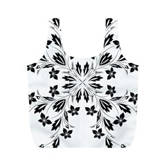 Floral Element Black White Full Print Recycle Bags (m)  by Mariart