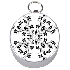 Floral Element Black White Silver Compasses by Mariart