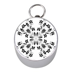 Floral Element Black White Mini Silver Compasses by Mariart