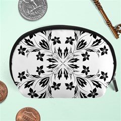 Floral Element Black White Accessory Pouches (large)  by Mariart