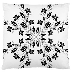 Floral Element Black White Large Flano Cushion Case (two Sides) by Mariart