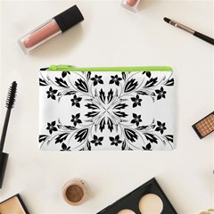 Floral Element Black White Cosmetic Bag (xs) by Mariart