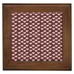 Chocolate Pink Hearts Gift Wrap Framed Tiles