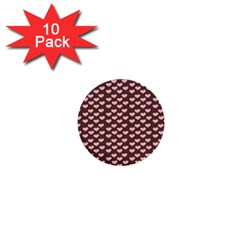 Chocolate Pink Hearts Gift Wrap 1  Mini Buttons (10 Pack) 