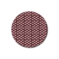 Chocolate Pink Hearts Gift Wrap Rubber Coaster (round) 