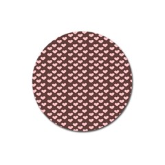 Chocolate Pink Hearts Gift Wrap Magnet 3  (round)