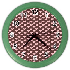 Chocolate Pink Hearts Gift Wrap Color Wall Clocks by Mariart