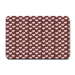 Chocolate Pink Hearts Gift Wrap Small Doormat  by Mariart