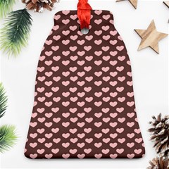 Chocolate Pink Hearts Gift Wrap Ornament (bell) by Mariart