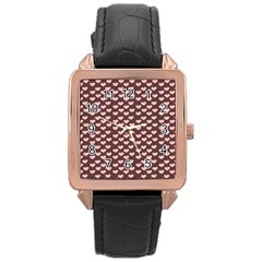 Chocolate Pink Hearts Gift Wrap Rose Gold Leather Watch 