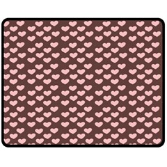 Chocolate Pink Hearts Gift Wrap Double Sided Fleece Blanket (medium)  by Mariart