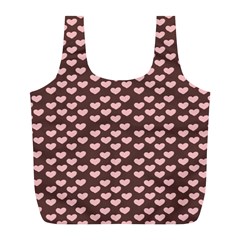 Chocolate Pink Hearts Gift Wrap Full Print Recycle Bags (l) 