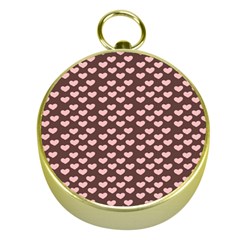 Chocolate Pink Hearts Gift Wrap Gold Compasses