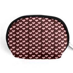 Chocolate Pink Hearts Gift Wrap Accessory Pouches (medium)  by Mariart