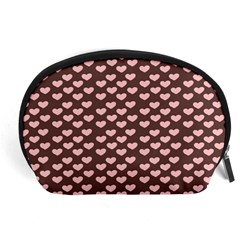 Chocolate Pink Hearts Gift Wrap Accessory Pouches (large)  by Mariart