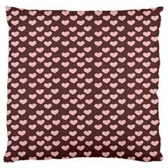 Chocolate Pink Hearts Gift Wrap Large Flano Cushion Case (two Sides) by Mariart