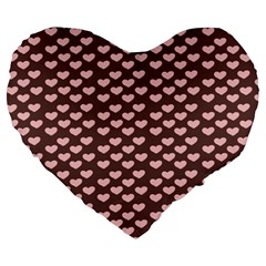 Chocolate Pink Hearts Gift Wrap Large 19  Premium Flano Heart Shape Cushions by Mariart