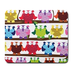 Funny Owls Sitting On A Branch Pattern Postcard Rainbow Large Mousepads