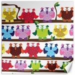 Funny Owls Sitting On A Branch Pattern Postcard Rainbow Canvas 20  x 20   19 x19.27  Canvas - 1