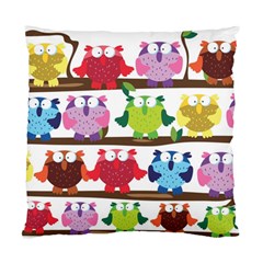 Funny Owls Sitting On A Branch Pattern Postcard Rainbow Standard Cushion Case (two Sides) by Mariart