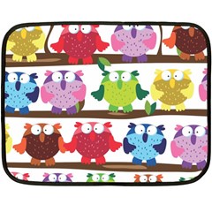 Funny Owls Sitting On A Branch Pattern Postcard Rainbow Double Sided Fleece Blanket (mini)  by Mariart