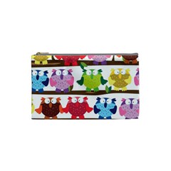 Funny Owls Sitting On A Branch Pattern Postcard Rainbow Cosmetic Bag (small)  by Mariart