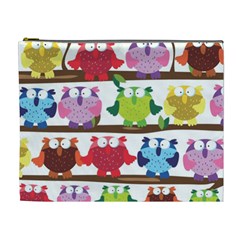 Funny Owls Sitting On A Branch Pattern Postcard Rainbow Cosmetic Bag (xl) by Mariart