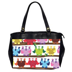 Funny Owls Sitting On A Branch Pattern Postcard Rainbow Office Handbags (2 Sides)  by Mariart